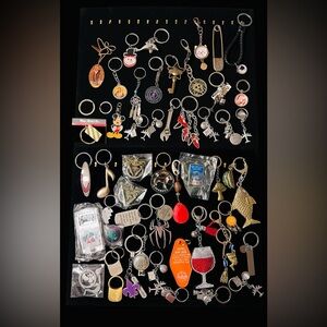 Vintage to Modern Assortment Gold & Silver Tone Key Chain Lot of 50